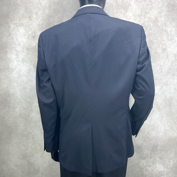 New Jos A Bank Signature Mens 43R 100% Wool Navy Blazer Suit Jacket 3 Butt - Picture 4 of 10
